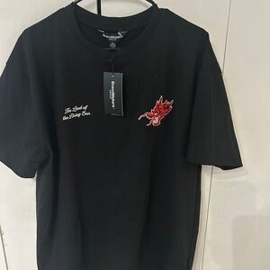 Black Tee with Red Dragon Design
